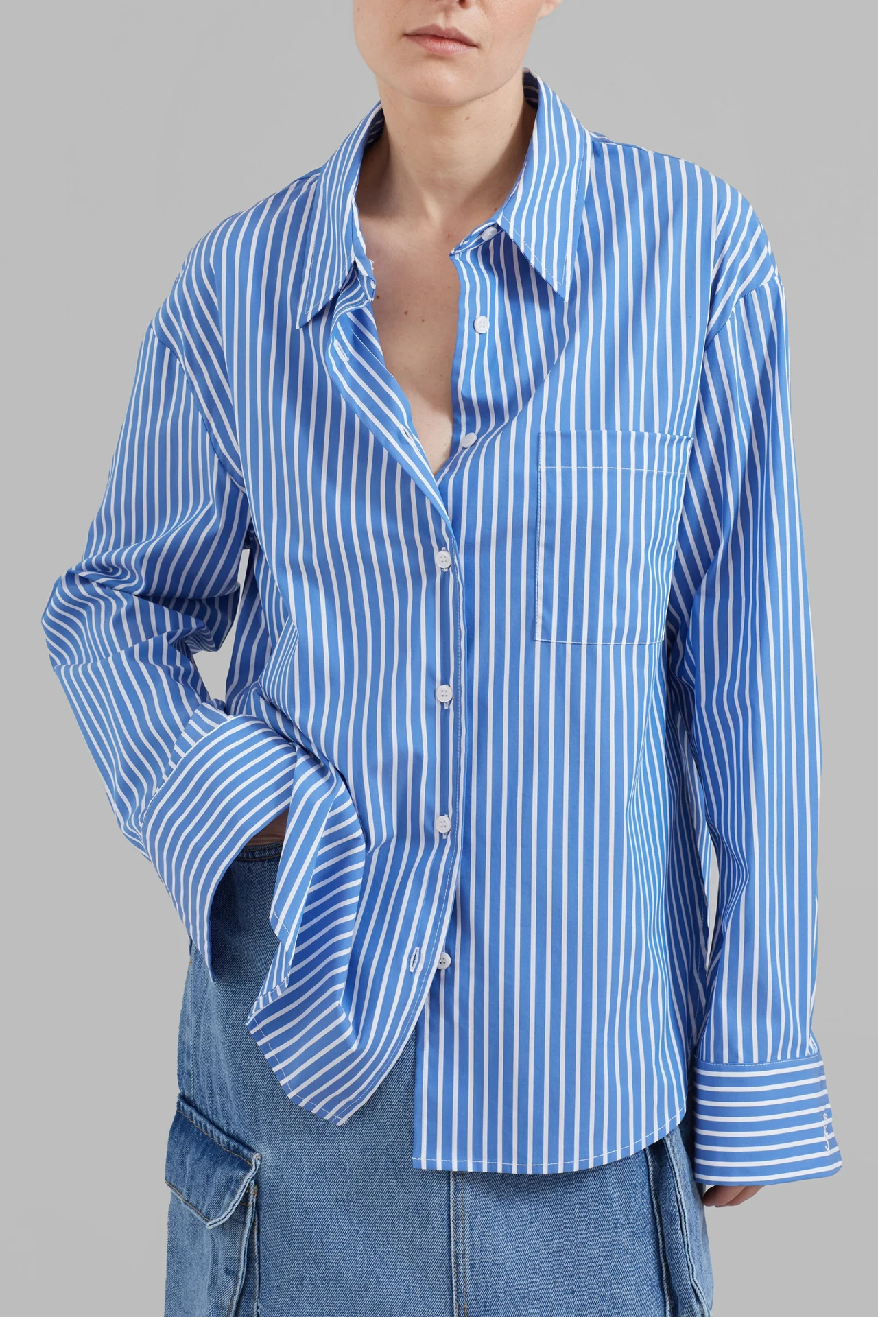 STRIPE SHIRT - MEDIUM BLUE STRIPE