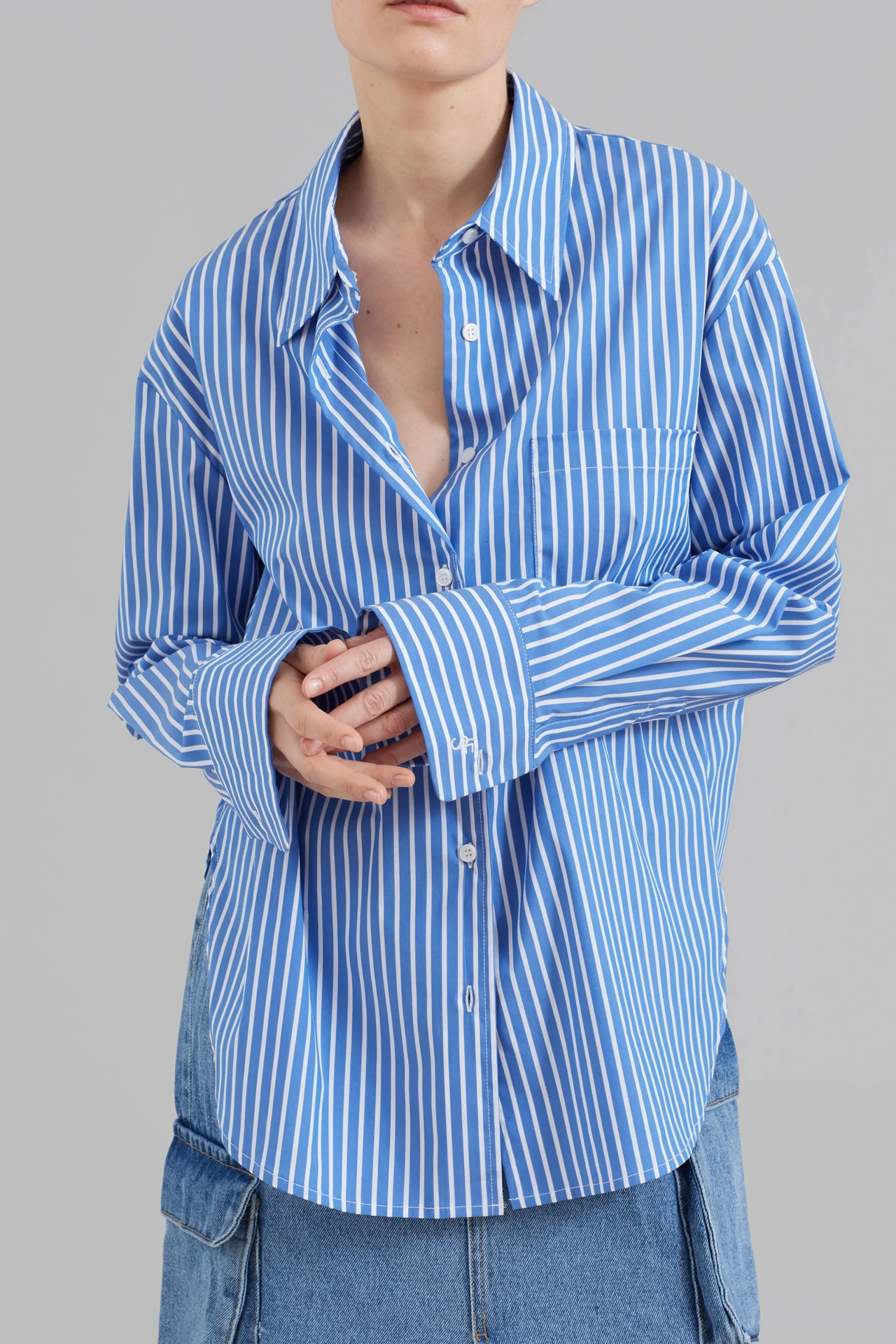 STRIPE SHIRT - MEDIUM BLUE STRIPE