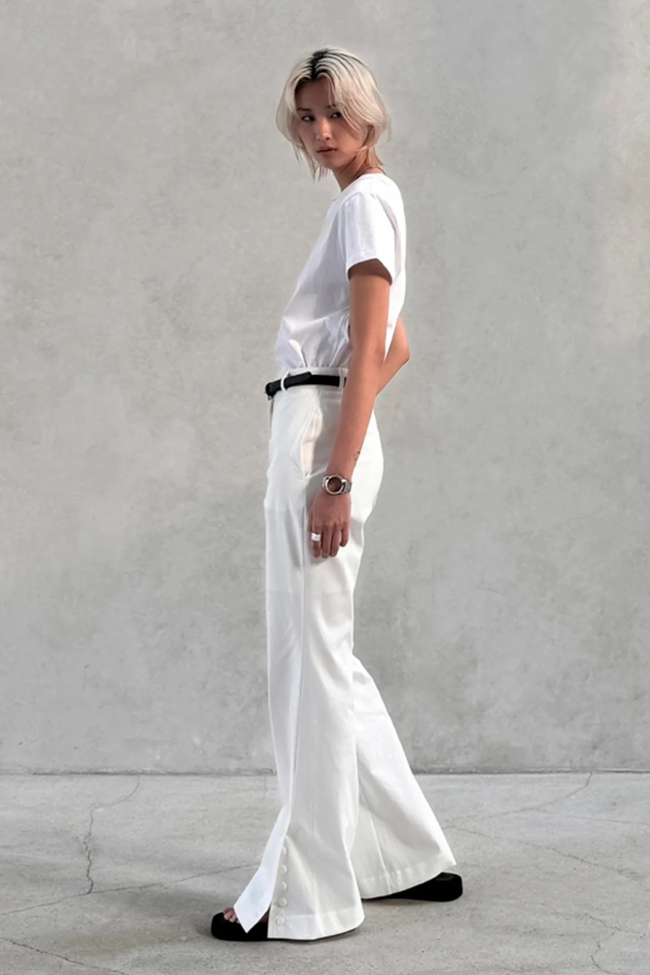 2024 S/S SLPIT WHITE PANTS