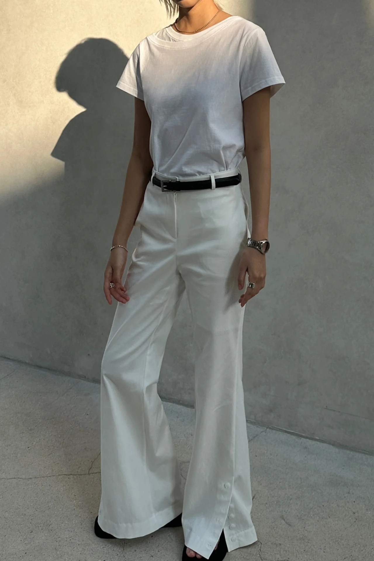 2024 S/S SLPIT WHITE PANTS