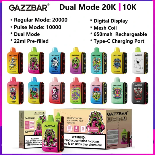 Gazzbar Rocket 20000 Puff Dual Mode Disposable Vape pulse Regular Switchable 10K 20K Vaper Pen