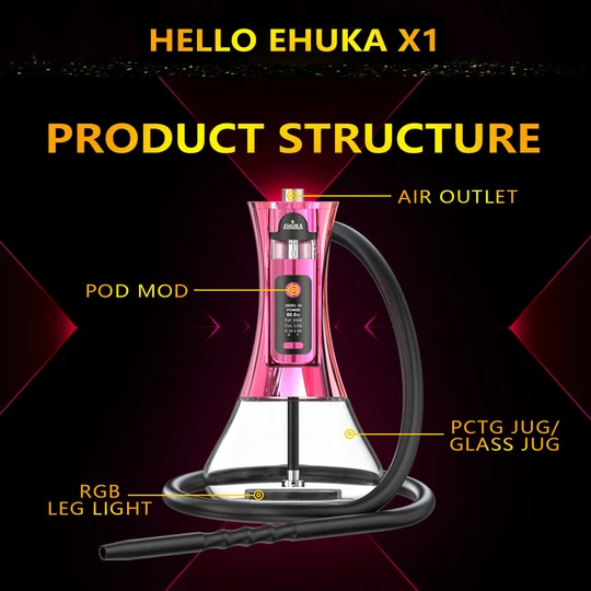 EHUKA X1 60W E Cigarette kit Dual-use Arab Shisha hookah Pot Replaceable Pod Refillable Vape Pen