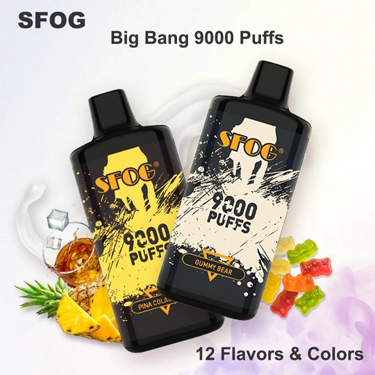 sfog big bang 9000 puffs disposable vape puff 9k vaper 18ml prefilled 12 flavors vapes pen