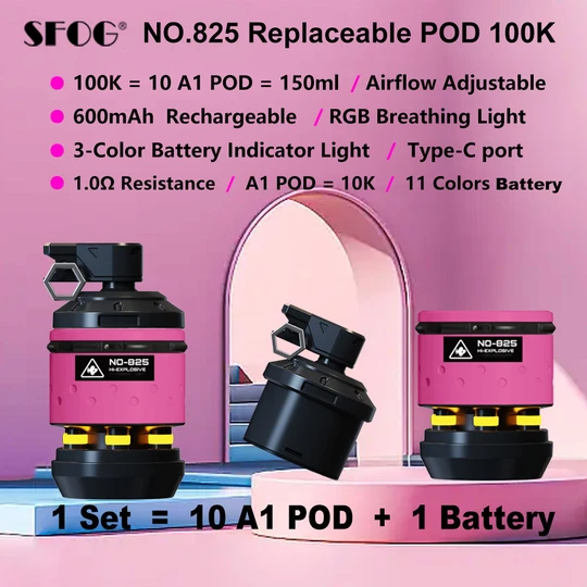 SFOG 100000 Puffs NO-825 E-cigarette kit Replaceable POD Disposable Vape Puff 100K Vaper Device