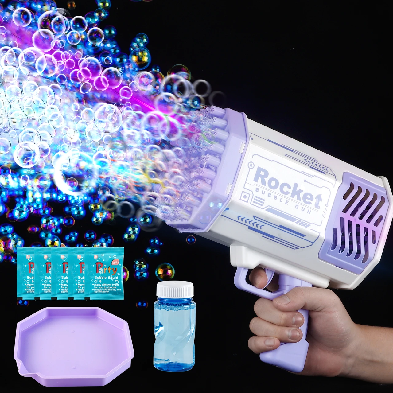 69-Hole Bubble Gun Machine – Automatic Bubble Blower with Colorful LED Lights for Kids & Outdoor Fun