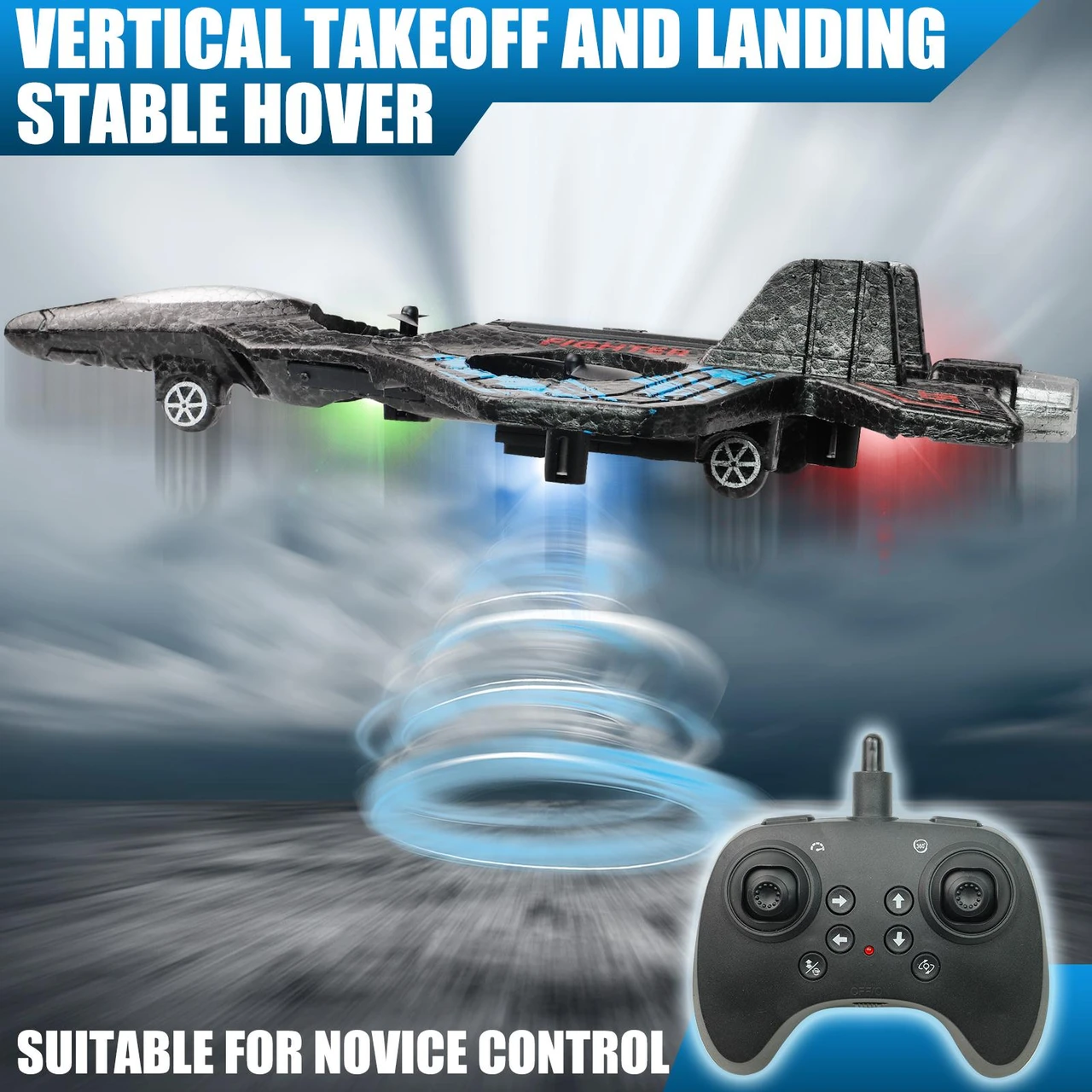 360° Air Roll Remote Control Jet – RC Airplane with LED Lights, Fun Flying Toy for Kids Stunts Aerial