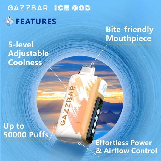 Gazzbar Ice god 50000 50K Puff disposable vape 5 levels adjustable vaper vs elfbar king 40000 40k