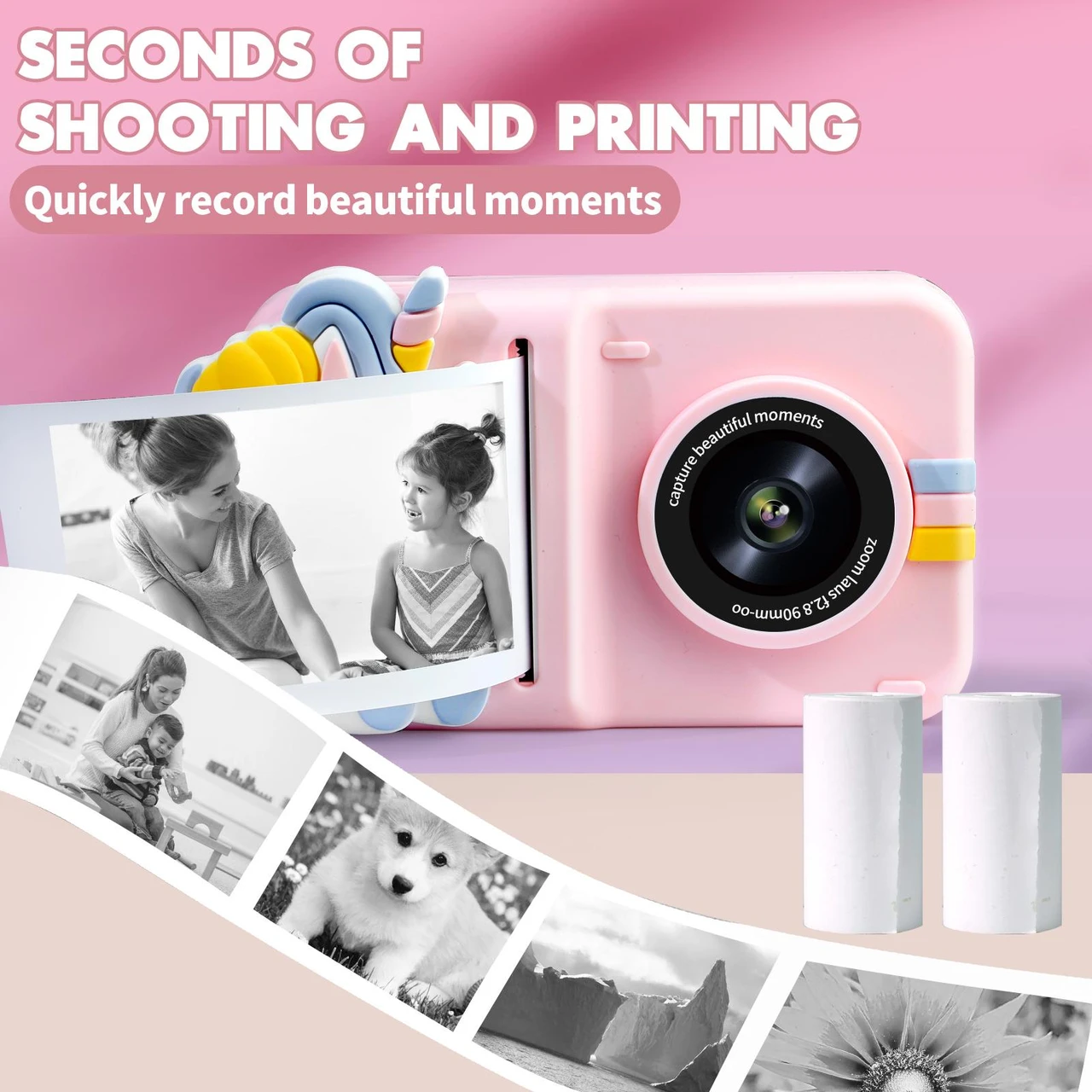 Kids Camera with Printer – Print Photos, Add Color, Record Videos & Play Games