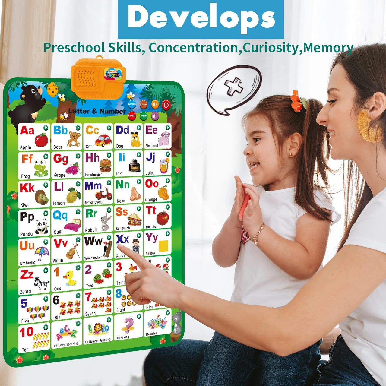 Educational Interactive Alphabet & Numbers Learning Toy for Kids Talking ABCs & 123s Music Poster