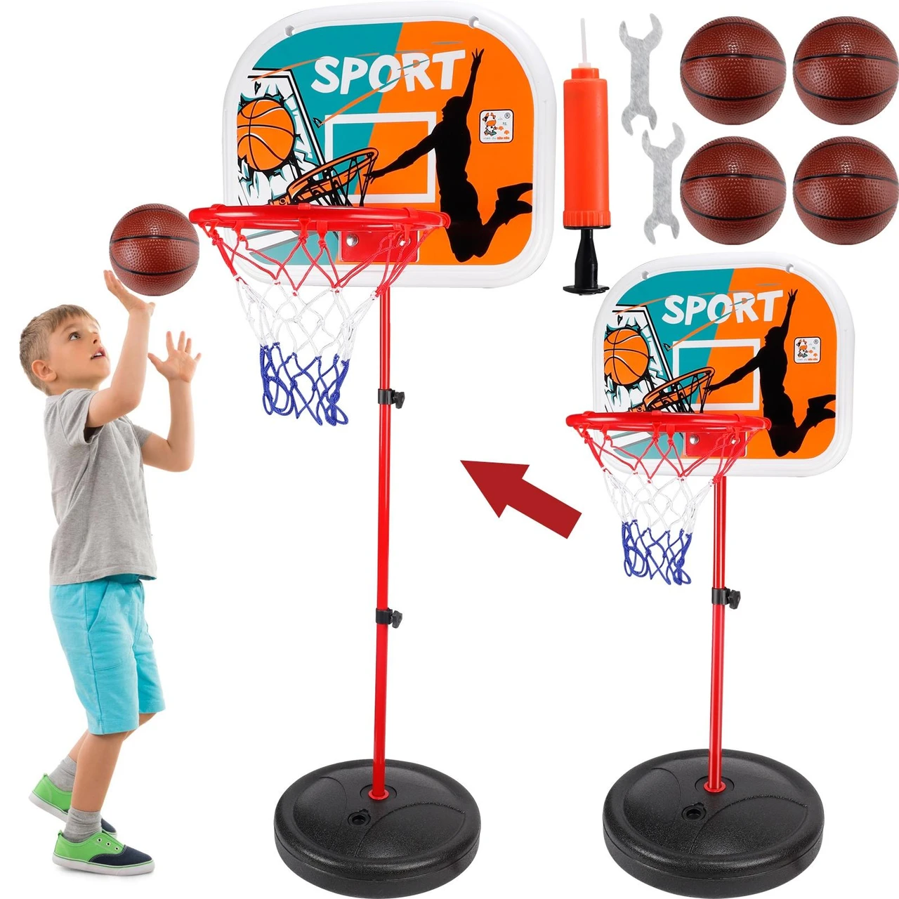 Basketball Hoop Toy for Kids - Adjustable Height 2.5 ft to 6.1 ft, Ideal for Backyard and Indoor Play