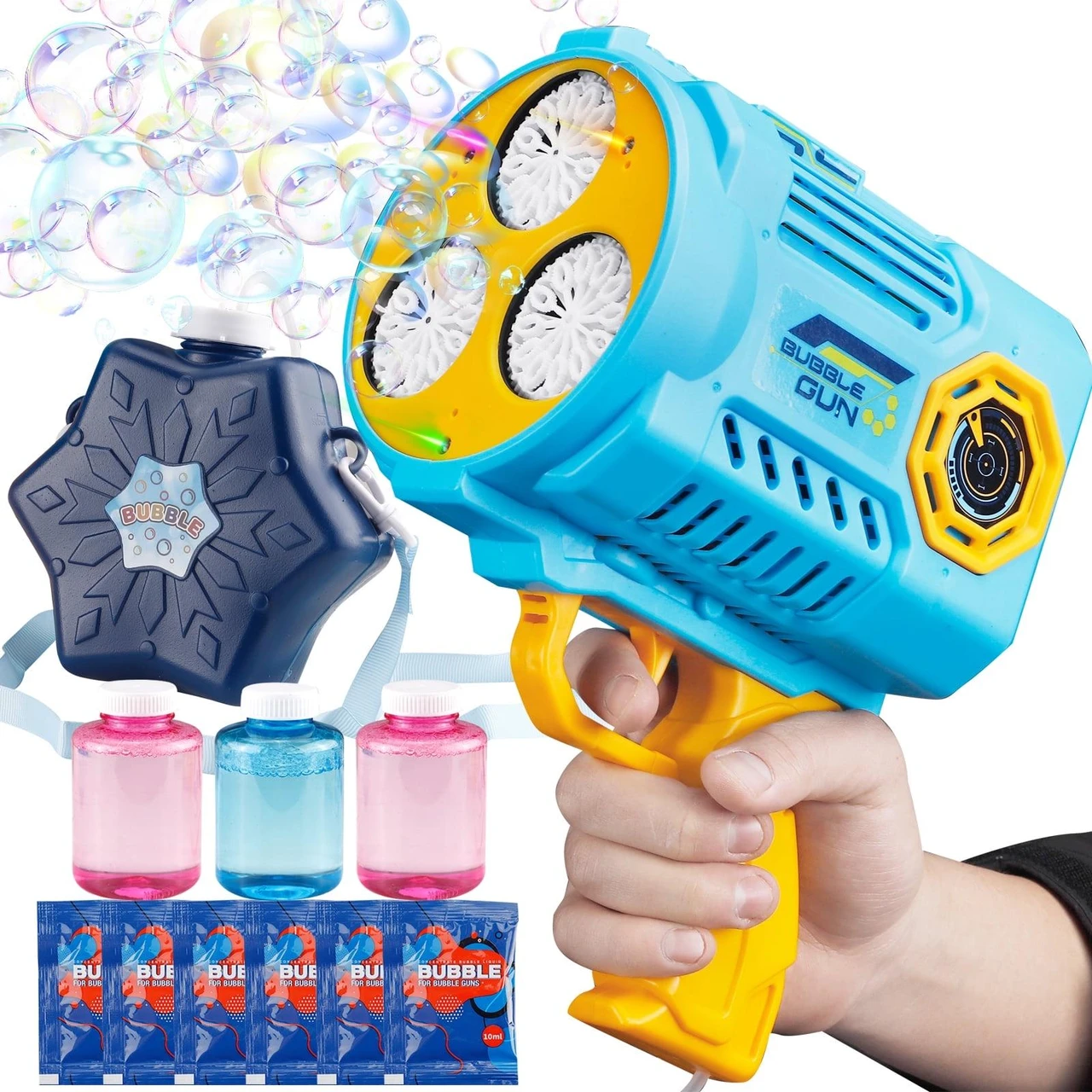Bubble Machine Gun Bubble Maker Machine Toy for Kids Lightweight LED Bubble Gun for Summer Activities