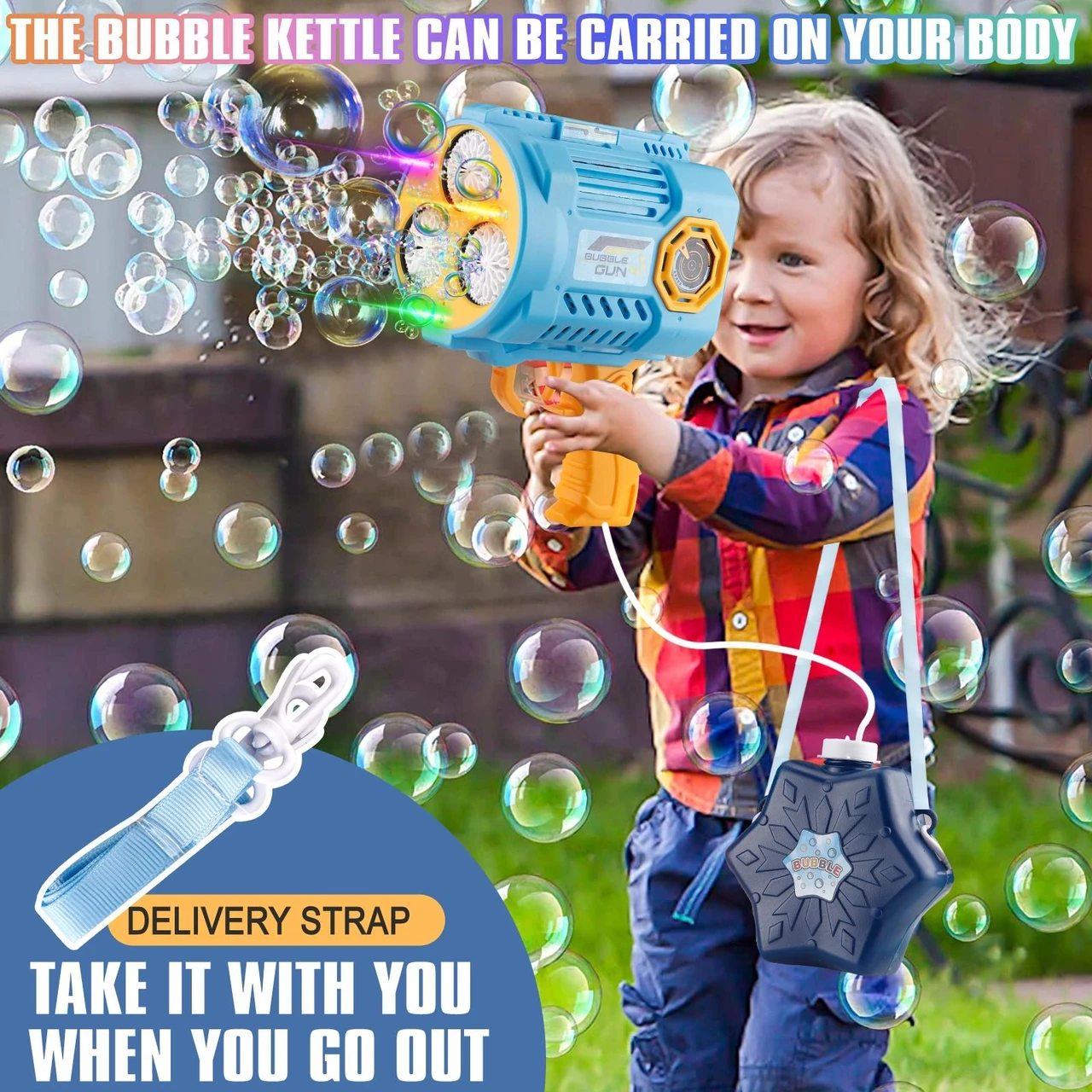 Bubble Machine Gun Bubble Maker Machine Toy for Kids Lightweight LED Bubble Gun for Summer Activities