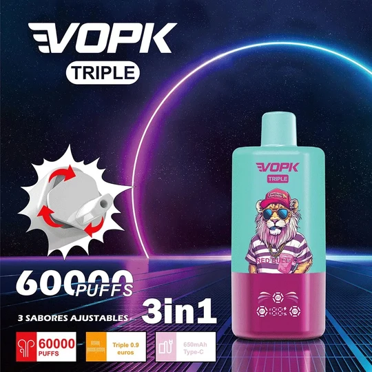 VOPK Triple 60000 Puff 60k 3 in 1 Flavor Newest Disposable Vape With LED Display Vaper Pen