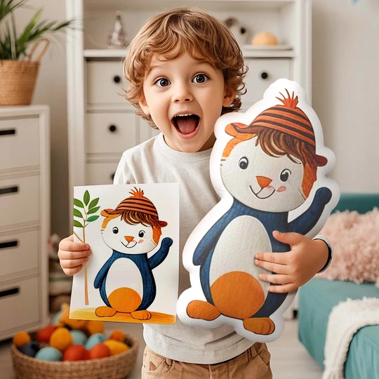 Custom Kids’ Drawing Sound Plush – Personalized Hand-Drawn Recording Shaped Doll