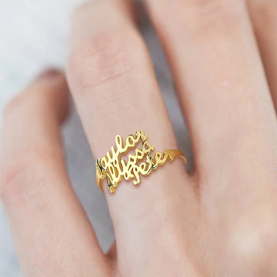 Custom Three Names Ring - 925 Sterling Silver