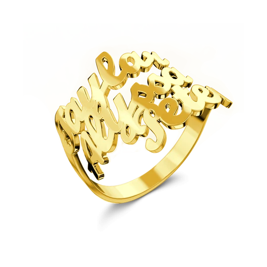 Custom Three Names Ring - 925 Sterling Silver