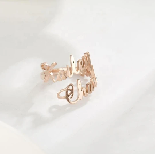 Custom Two Names Ring Stainless Steel Open Ring
