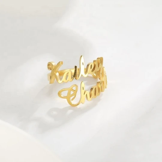 Custom Two Names Ring Stainless Steel Open Ring