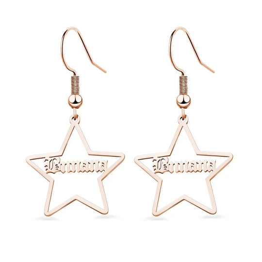 Custom Engraved Name Earrings Stainless Steel Star-shaped Earrings
