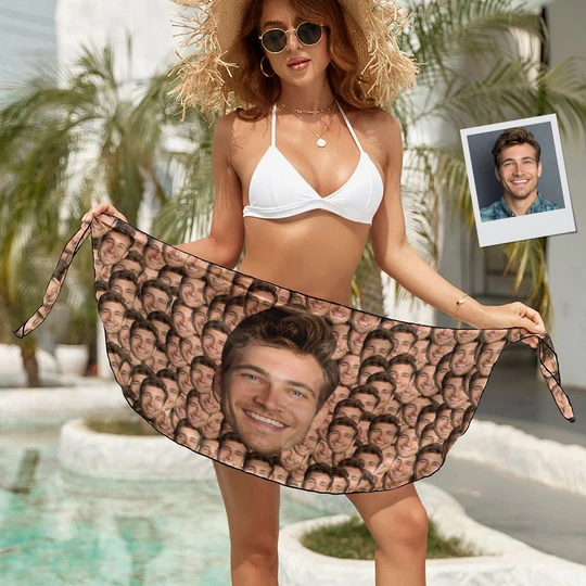 Custom Big Face Beach Wrap Women Short Sarongs Gifts for Her