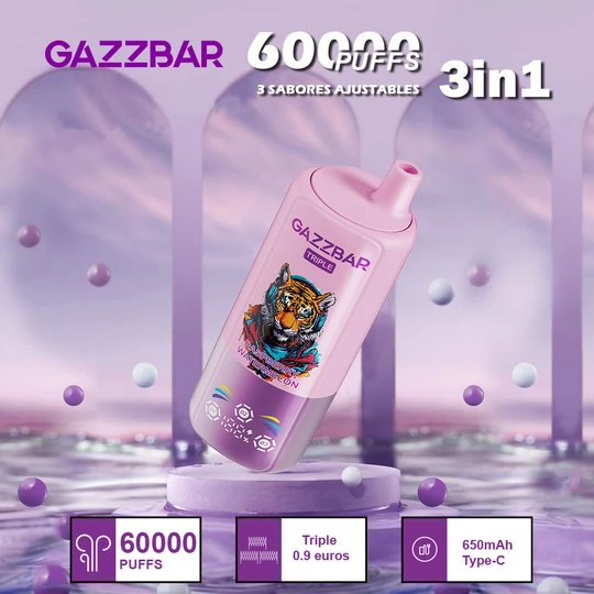 Gazzbar Triple 60K puff 3 flavors in 1 60000 puffs disposable vape with LED smart display vaper pen