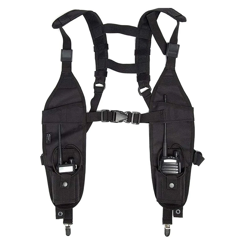 Shoulder Harness Holster Chest Holder Universal Vest Rig for Police Firefighter Two Way Radio Walkie Talkies