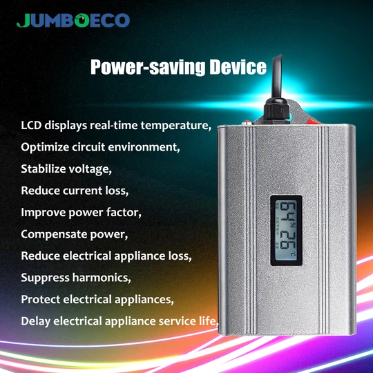 Home Energy Saving Device Smart Power Saver Box Optimize Circuit With LCD Display Temp Humidity