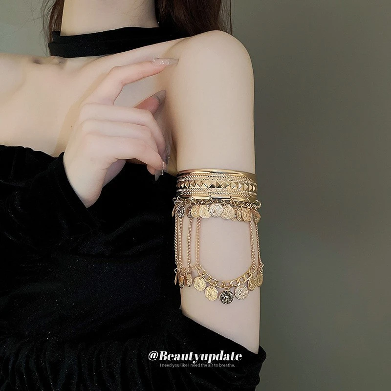 Armband Bracelet, Fashionable Personalized Bracelet, Trendy Exaggerated Chain Piece Tassel Metal Wind Bracelet