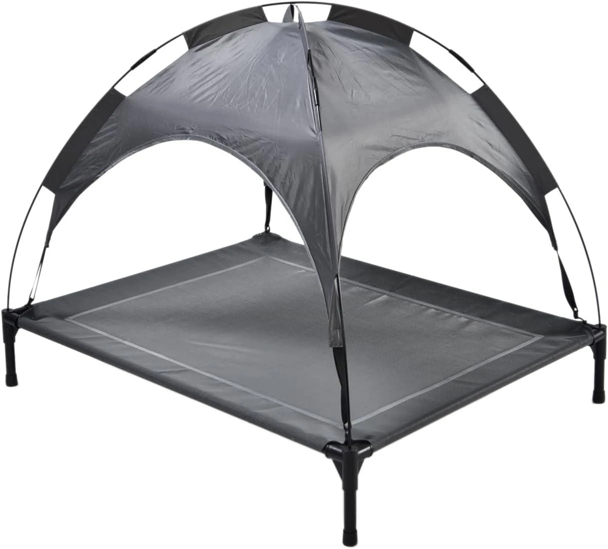Go Gear by Max & Marlow Unisex Go Gear Outdoor Elevated Pet Bed Mat for Cats & Dogs with UV & Water Resistant Canopy, Gray - Medium