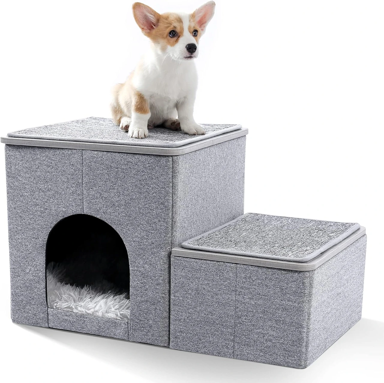 Cat Stairs for Bed, Pet Steps Puppy Dog Ladder for Old Cats, Doggie Step Stool for Small Dogs with Storage