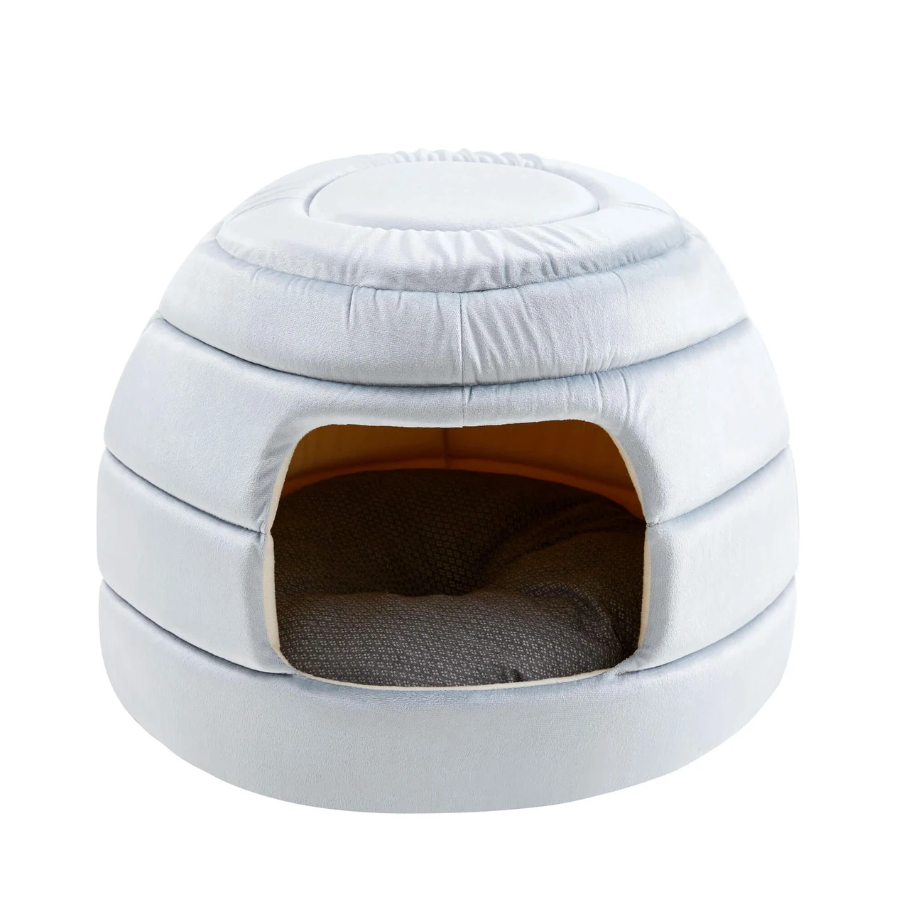 starway Cat Bed and House, 2-in-1 Foldable Cat Houses for Indoor Cats, Soft Velvet Cat Cave, Removable and Washable Cushion, Cat Condo for All-Season, Grey