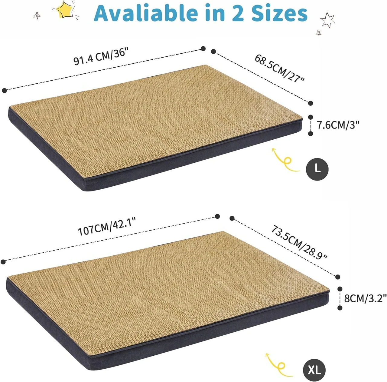 starway Large Dog Beds for Medium Dogs with Removable Cover, 2 in 1 Waterproof Pet Bed Mattress for Dogs and Cats Washable warm and Cool Covers, 34"