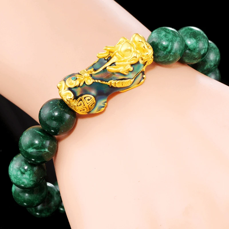 Sand gold jewelry dry blue bracelet, green jade sand gold color changing Pixiu bracelet, green agate bracelet, jade bracelet