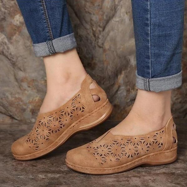 Women Hollow Out Slip Resistant Comfy Elastic Band Slip On Casual Flats