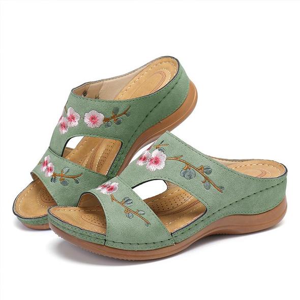 Flower Embroidered Vintage Casual Sandals