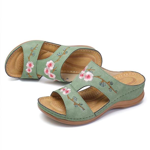 Flower Embroidered Vintage Casual Sandals