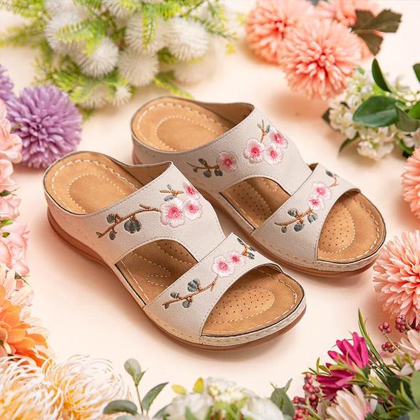 Flower Embroidered Vintage Casual Sandals