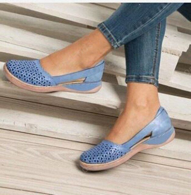 Women Wedges Hollow Out PU Summer Vintage Sandals