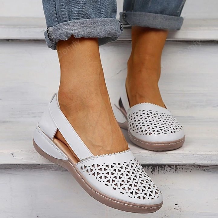 Women Wedges Hollow Out PU Summer Vintage Sandals