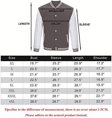 TRIFUNESS Varsity Jacket Letterman Jacket Baseball Jacket with Long Sleeve Banded Collar