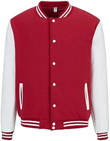 TRIFUNESS Varsity Jacket Letterman Jacket Baseball Jacket with Long Sleeve Banded Collar