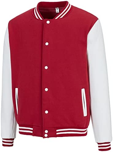 TRIFUNESS Varsity Jacket Letterman Jacket Baseball Jacket with Long Sleeve Banded Collar