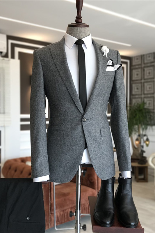 Gray Notched Lapel Business Suit main image 0