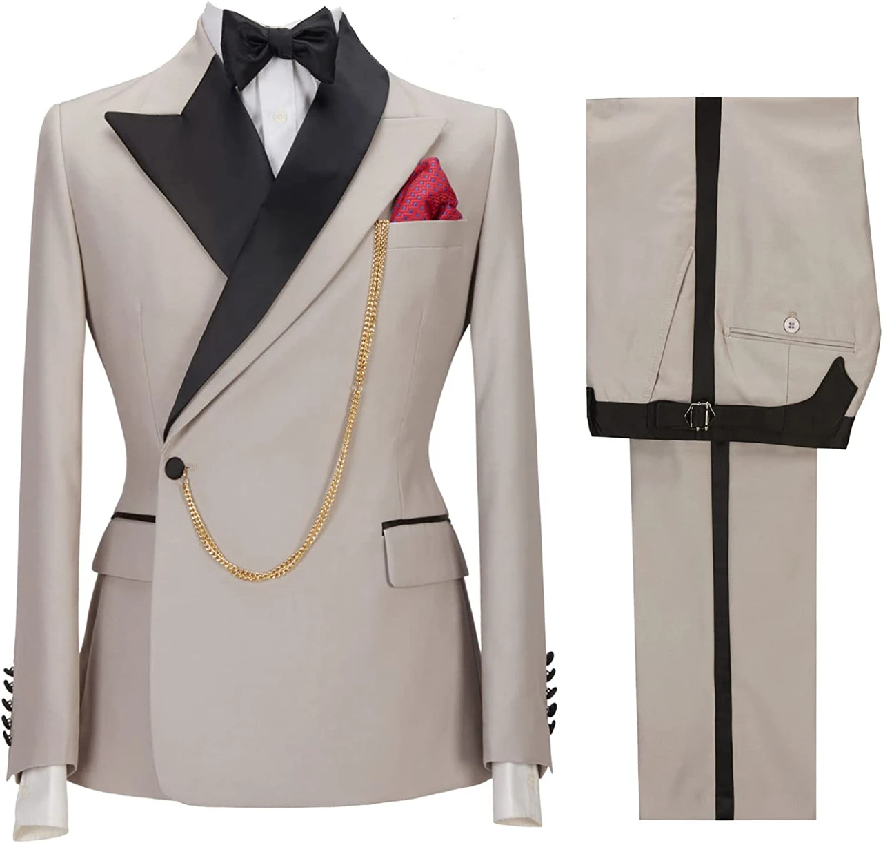 Jackson Khaki Peaked Lapel Two Pieces Bespoke Prom Suits