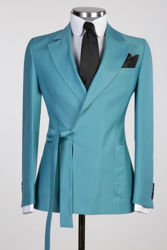 Two-Piece Blue Notched Lapel Prom Suit for Groom