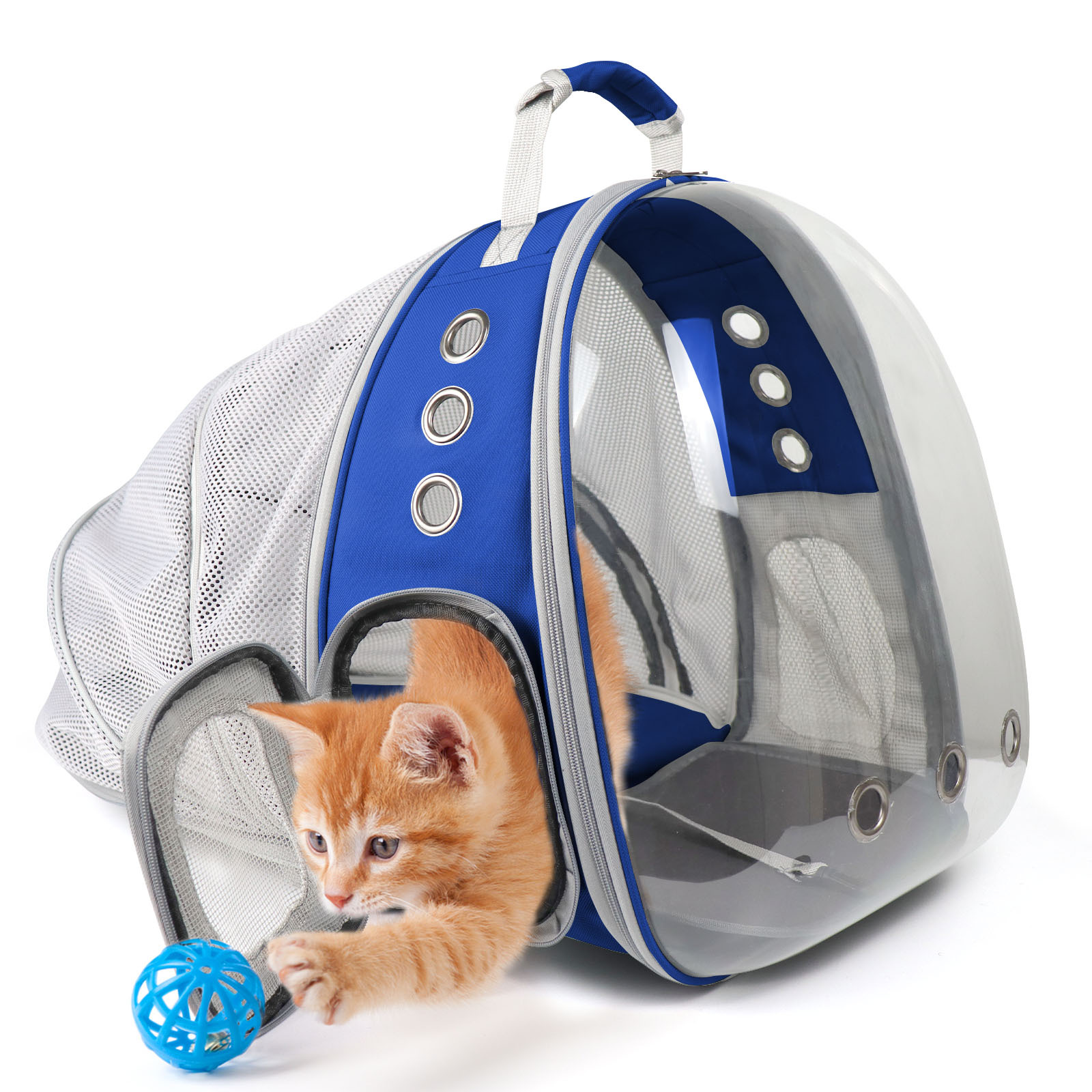 PROKEI Cat Backpack Carrier,Expandable Pet Bubble Backpack Airline Approved, Pet Travel Carrying Bag for Small Medium Cats and Puppy with Hiking Walking Outdoor Use
