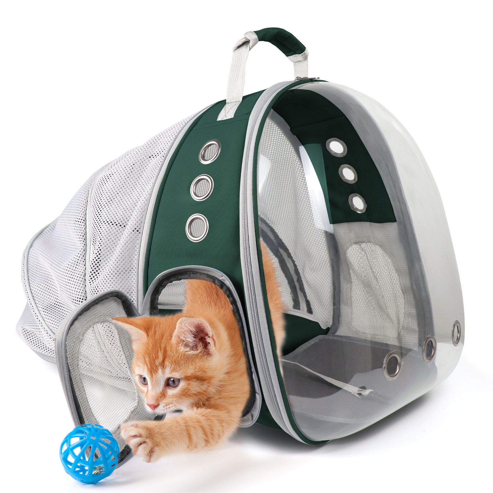 PROKEI Cat Backpack Carrier,Expandable Pet Bubble Backpack Airline Approved, Pet Travel Carrying Bag for Small Medium Cats and Puppy with Hiking Walking Outdoor Use