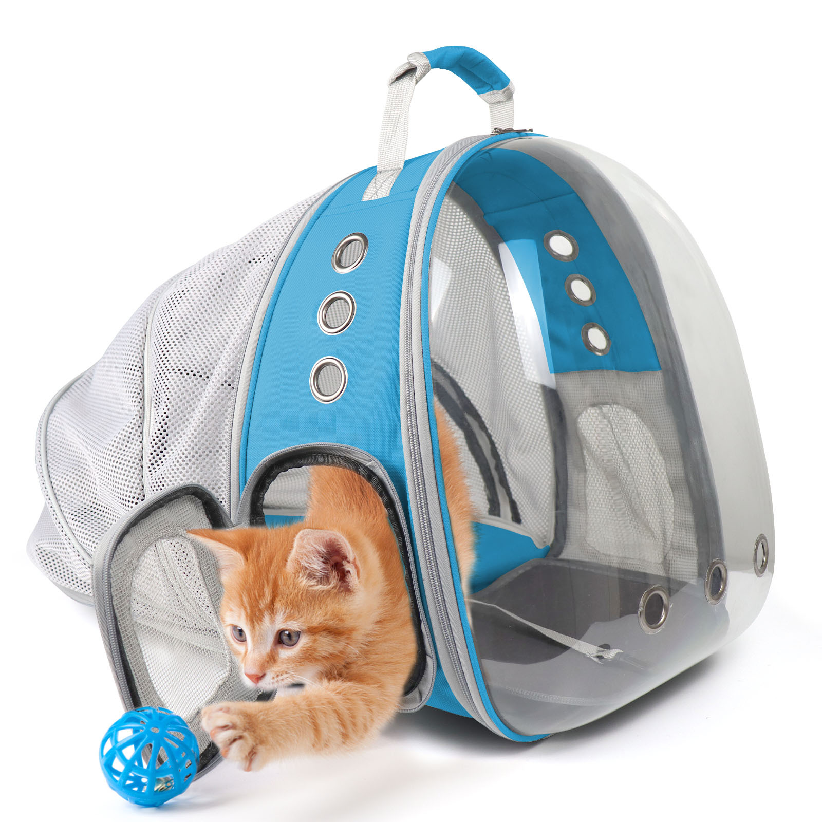 PROKEI Cat Backpack Carrier,Expandable Pet Bubble Backpack Airline Approved, Pet Travel Carrying Bag for Small Medium Cats and Puppy with Hiking Walking Outdoor Use