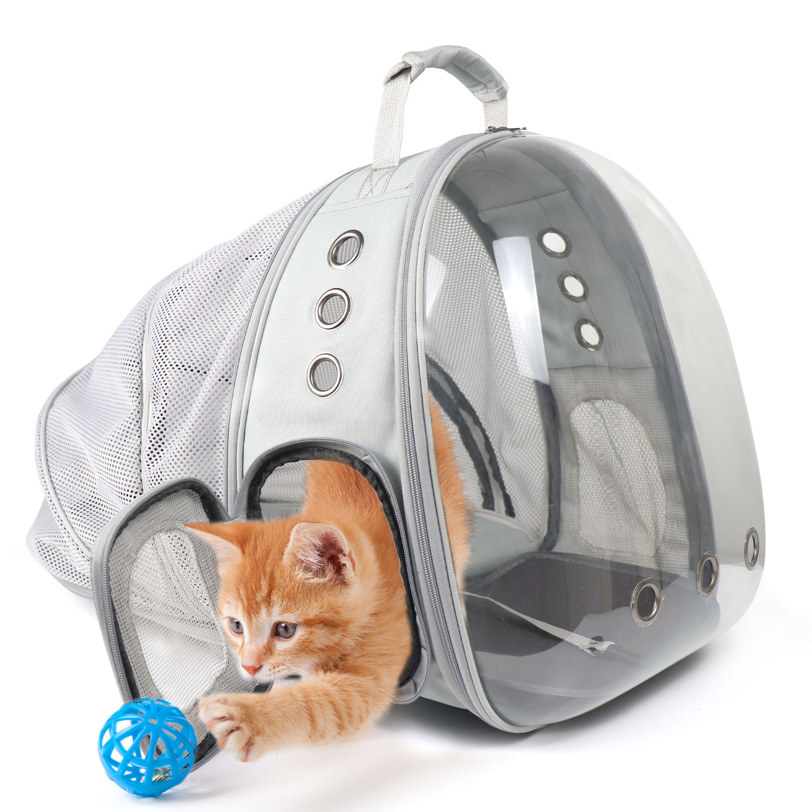 PROKEI Cat Backpack Carrier,Expandable Pet Bubble Backpack Airline Approved, Pet Travel Carrying Bag for Small Medium Cats and Puppy with Hiking Walking Outdoor Use