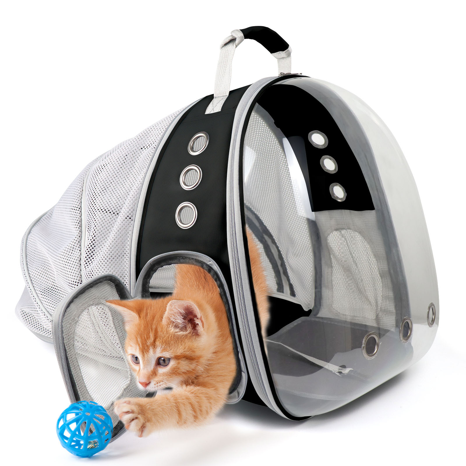 PROKEI Cat Backpack Carrier,Expandable Pet Bubble Backpack Airline Approved, Pet Travel Carrying Bag for Small Medium Cats and Puppy with Hiking Walking Outdoor Use